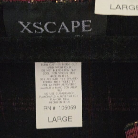 Vintage Xscape Unique Plaid Burgundy Gold Glitter Twin Set Blazer Tank Size L - Picture 7 of 7